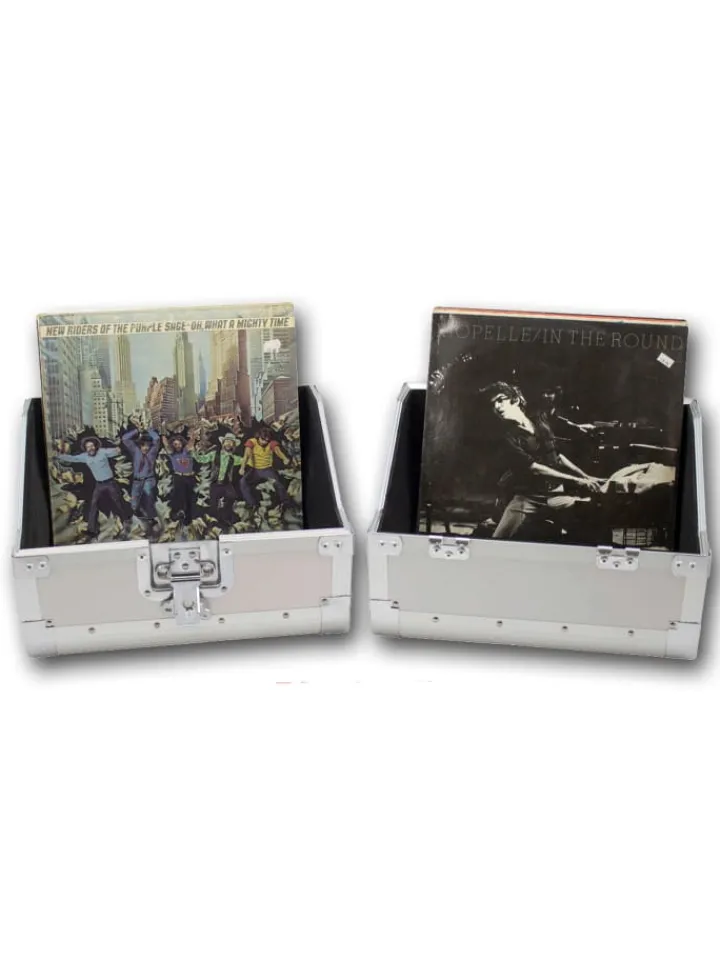 SATISFIRE Tv & Audio<LP DJ Plattenkoffer für 80 Schallplatten/Vynil in silber