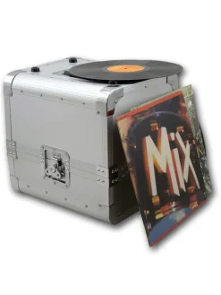 SATISFIRE Tv & Audio<LP DJ Plattenkoffer für 80 Schallplatten/Vynil in silber