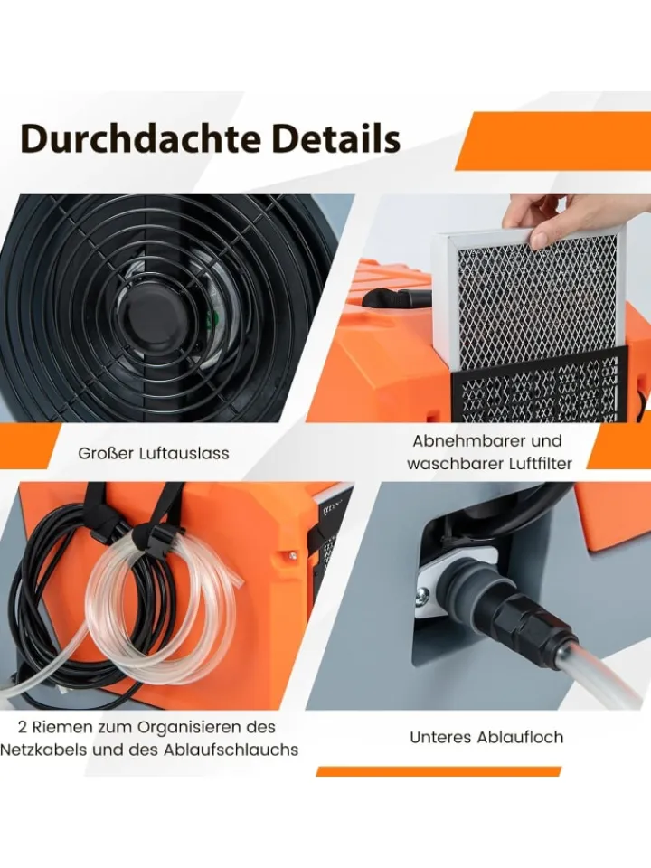 COSTWAY Klima & Haushalt<85 L/Tag Gewerbliche Luftentfeuchter in Orange