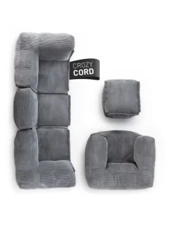 Lumaland Sitzmöbel<Modulares Basic Set (5-tlg.) aus der Cord-Reihe - Bezug soft & waschbar