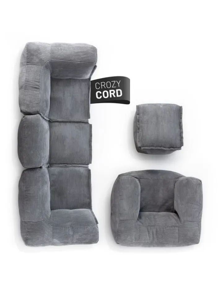 Lumaland Sitzmöbel<Modulares Basic Set (5-tlg.) aus der Cord-Reihe - Bezug soft & waschbar