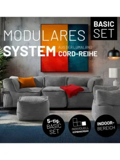 Lumaland Sitzmöbel<Modulares Basic Set (5-tlg.) aus der Cord-Reihe - Bezug soft & waschbar