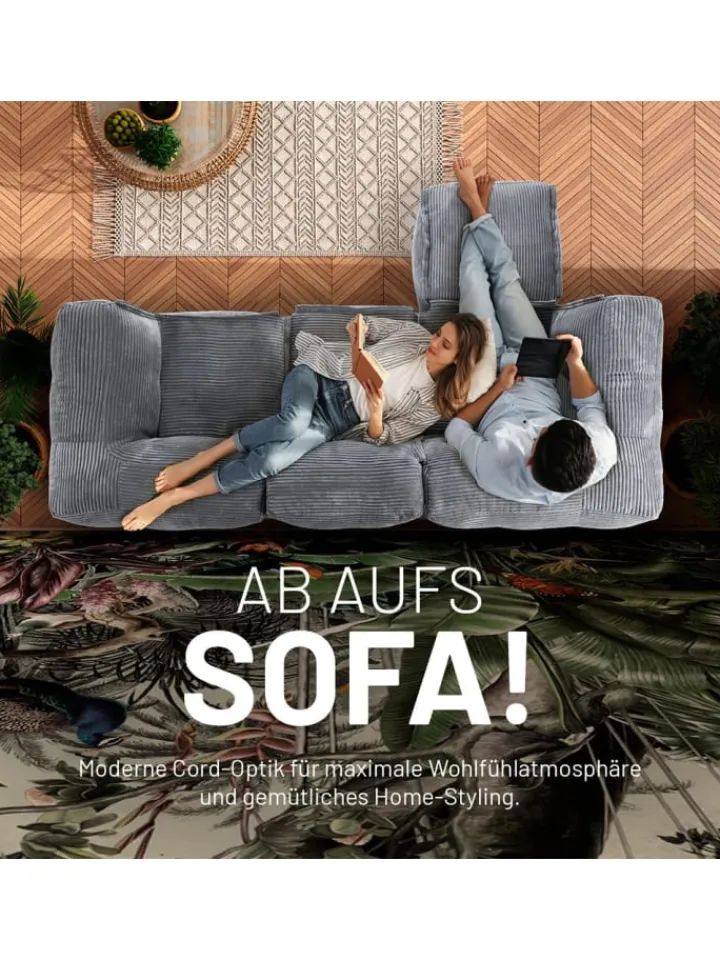 Lumaland Sitzmöbel<Modulares Basic Set (5-tlg.) aus der Cord-Reihe - Bezug soft & waschbar