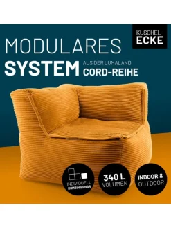 Lumaland Sitzmöbel<Modulares Eckteil rechts aus der Cord-Reihe, 81x81x70 cm - Bezug soft &
