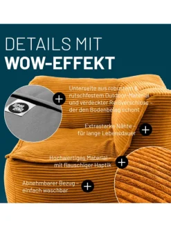 Lumaland Sitzmöbel<Modulares Eckteil rechts aus der Cord-Reihe, 81x81x70 cm - Bezug soft &