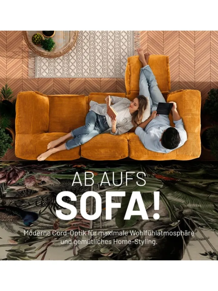 Lumaland Sitzmöbel<Modulares Eckteil rechts aus der Cord-Reihe, 81x81x70 cm - Bezug soft &