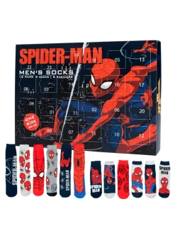 Spiderman Adventskalender<Marvel Socken Adventskalender mit 12 Paar kurz und lang in Mehrfarbig