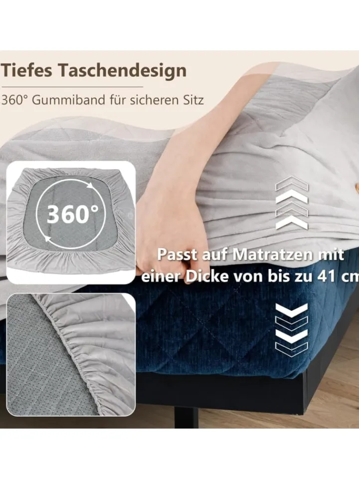 COSTWAY Betten & Matratzen<Matratzenschoner 90 x 200 cm in Grau