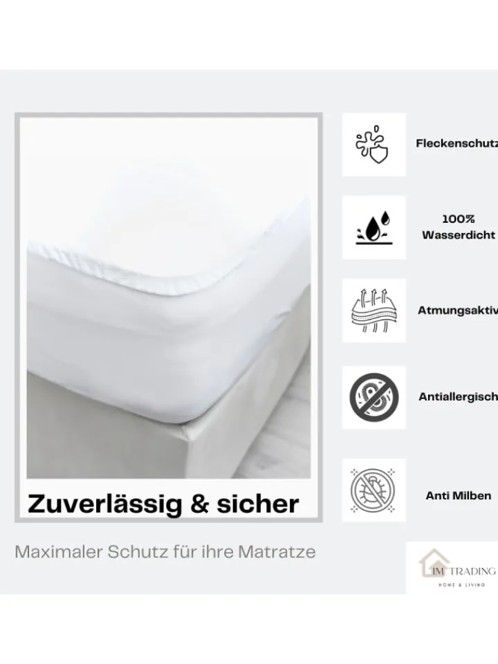 COFI 1453 Betten & Matratzen<Matratzenschoner mit Rundumgummizug Matratzenauflage in Weiß