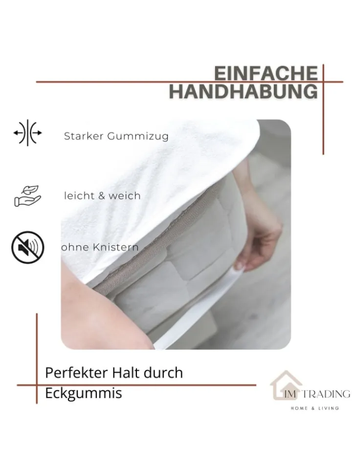 COFI 1453 Betten & Matratzen<Matratzenschoner Wasserdicht und Atmungsaktiv mit 4 Eckgummi in Weiß
