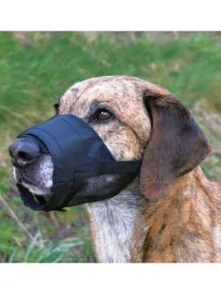 COFI 1453 Hunde<Maulkorb mit Netzeinsatz stufenlos verstellbar in Schwarz