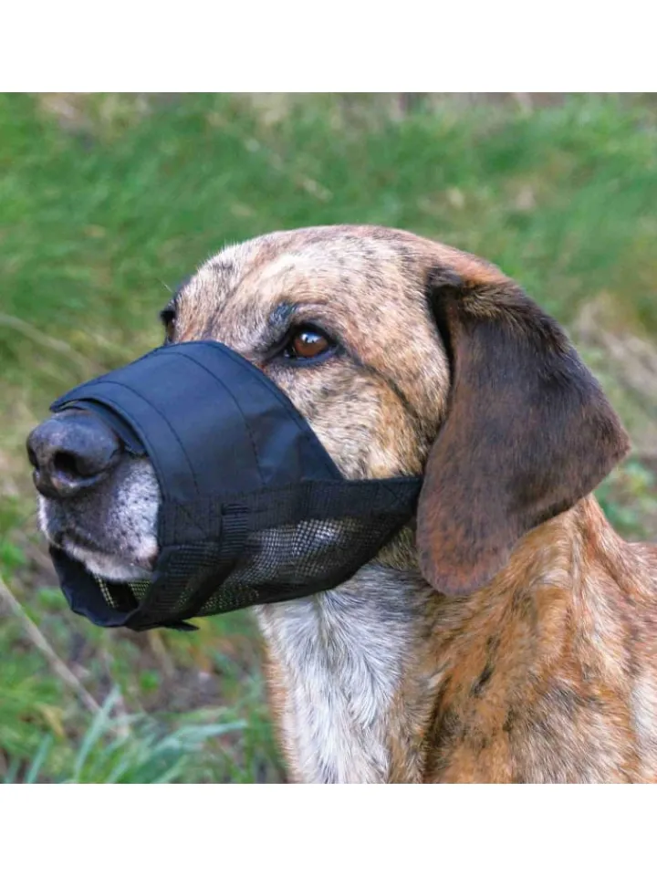 COFI 1453 Hunde<Maulkorb mit Netzeinsatz stufenlos verstellbar in Schwarz