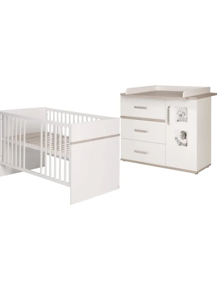 roba Möbel-Sets<Möbelset Moritz 2-tlg. Weiß/Luna Elm mit Kinderbett & Kommode