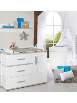 roba Möbel-Sets<Möbelset Moritz 2-tlg. Weiß/Luna Elm mit Kinderbett & Kommode