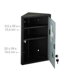 relaxdays Badezimmermöbel<Medizinschrank in Schwarz - (B)30 x (H)45 x (T)17,5 cm