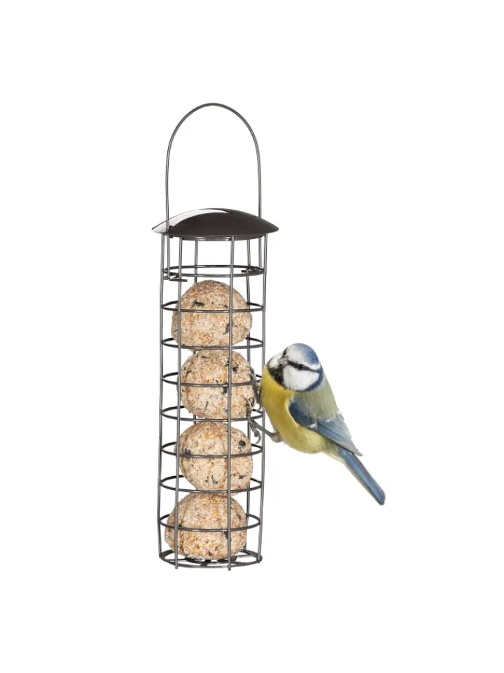 relaxdays Vögel<Meisenknödelhalter in Grau - (H)31 x Ø 8,5 cm