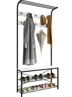 VCM Garderoben<Metall Garderobe Kleiderständer Schuhregal Taliro in Weiß