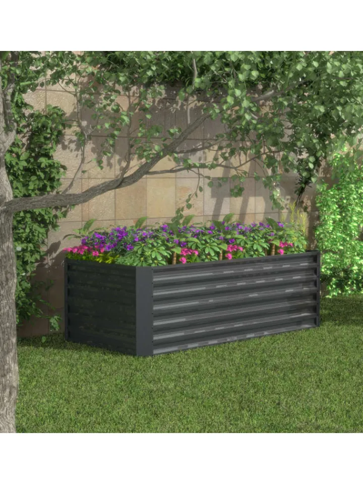 VCM Pflanzen & Zubehör<Metall Hochbeet Gartenbeet 180x90 Galdo XL in Schwarz