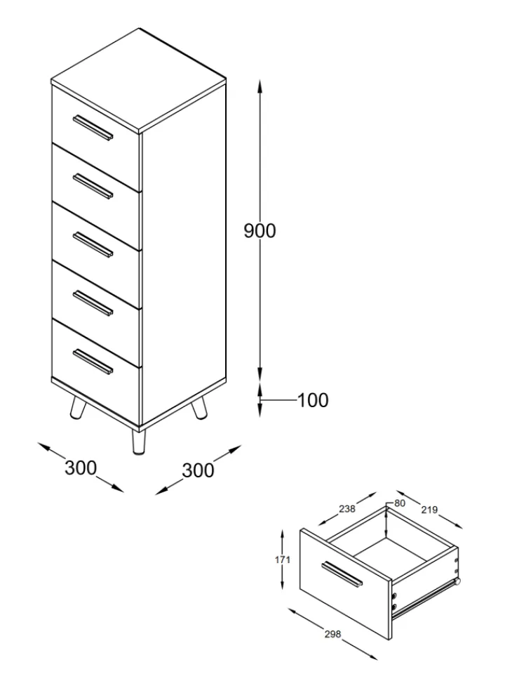 VCM Badezimmermöbel<Midischrank Badmöbel Kommode Schubladen Landos M in Weiß / Honig-Eiche