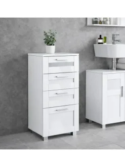 VCM Badmöbel<Midischrank Schubladen Nilari 76 x 38 x 28 cm in Weiß