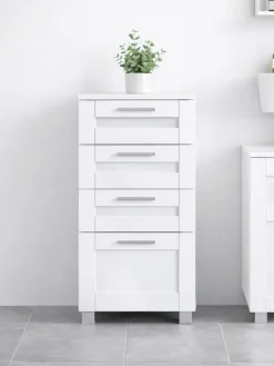 VCM Badmöbel<Midischrank Schubladen Nilari 76 x 38 x 28 cm in Weiß