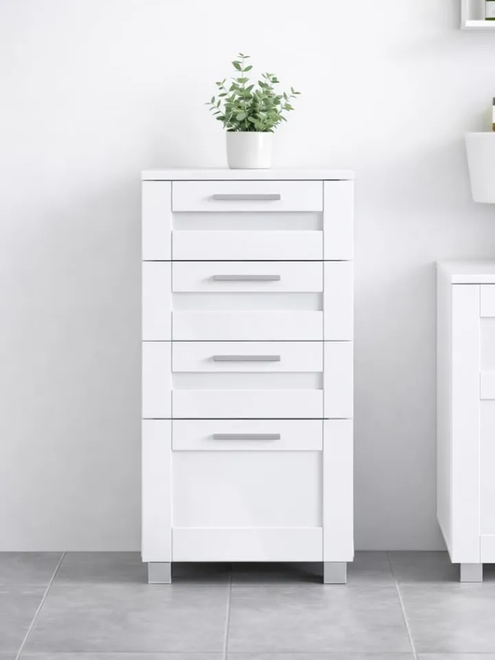 VCM Badmöbel<Midischrank Schubladen Nilari 76 x 38 x 28 cm in Weiß