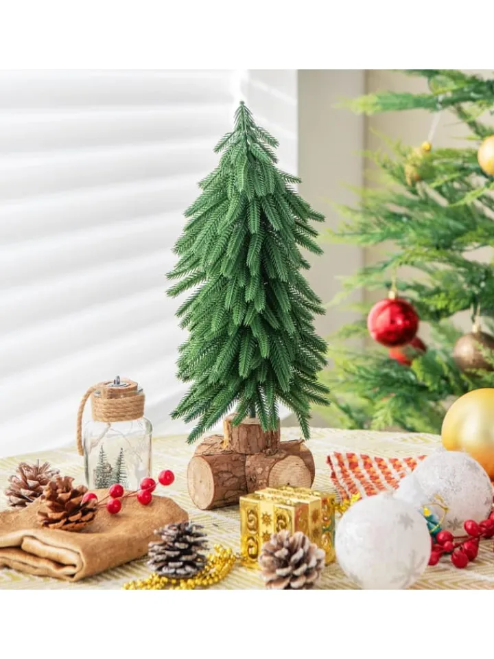 COSTWAY Künstliche Weihnachtsbäume<Mini Weihnachtsbaum mit Sockel in Grün