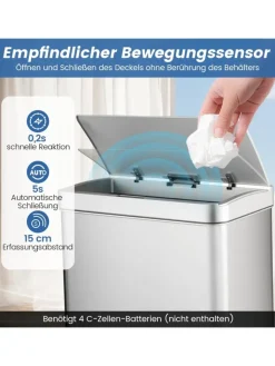 COSTWAY Mülleimer<Mülleimer 3 Fächer in Silber