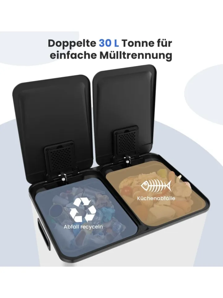 COSTWAY Mülleimer<Mülleimer 2 x 30L in Weiß