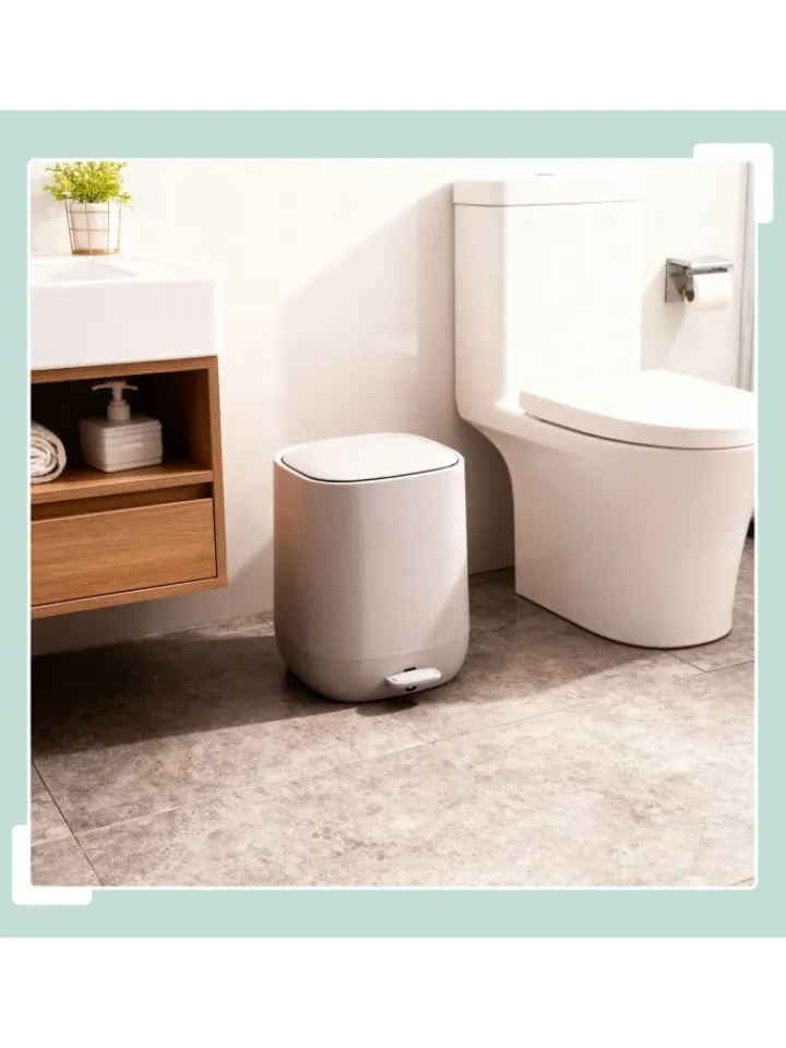 relaxdays Mülleimer<Mülleimer Bad in Beige - 5 l