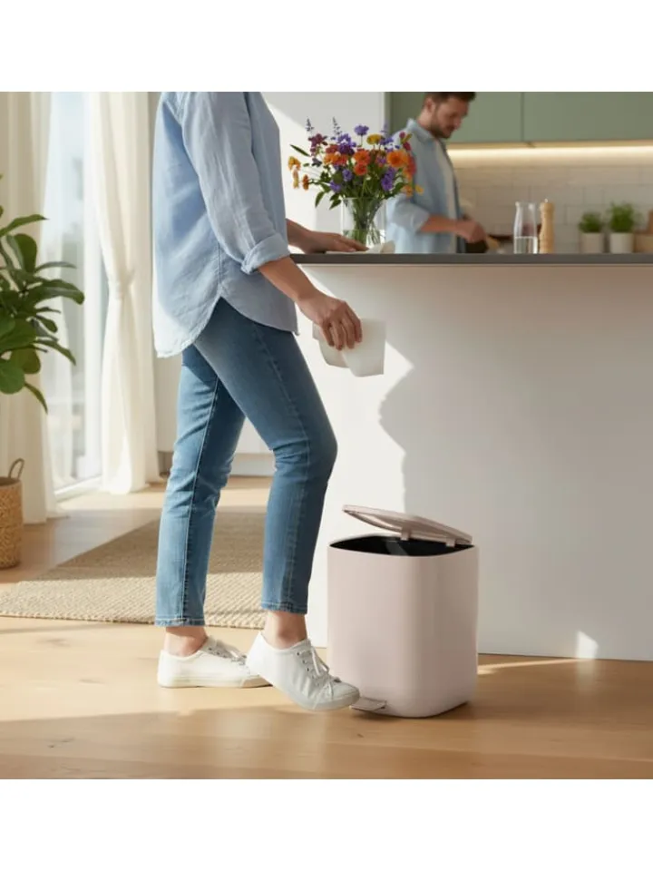 relaxdays Mülleimer<Mülleimer Bad in Beige - 5 l