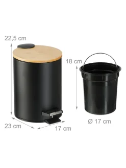 relaxdays Mülleimer<Mülleimer Bad in Schwarz - 3 l
