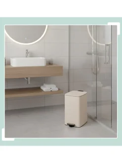 relaxdays Mülleimer<Mülleimer in Beige - 30 Liter