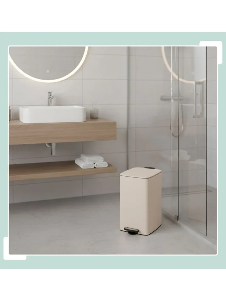 relaxdays Mülleimer<Mülleimer in Beige - 30 Liter