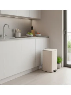 relaxdays Mülleimer<Mülleimer in Beige - 30 Liter