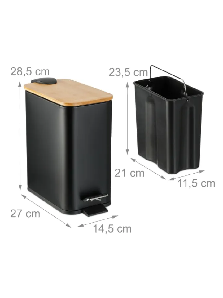 relaxdays Mülleimer<Mülleimer in Schwarz - 5 l