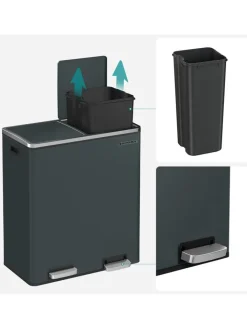 Songmics Mülleimer<Mülleimer in Schwarz - (B)59 x (H)62,4 x (T)36,5 cm
