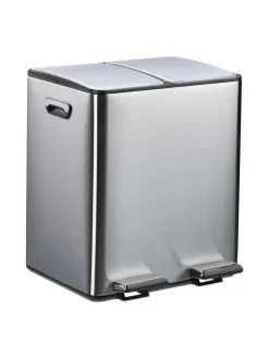 relaxdays Mülleimer<Mülleimer in Silber/ Schwarz - 2x 15 Liter