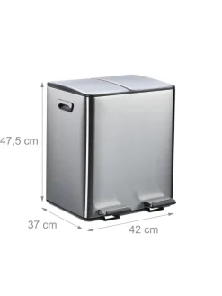 relaxdays Mülleimer<Mülleimer in Silber/ Schwarz - 2x 15 Liter