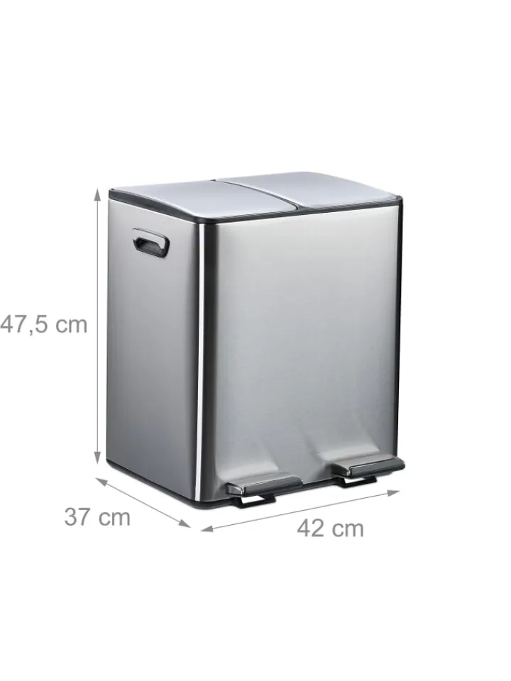 relaxdays Mülleimer<Mülleimer in Silber/ Schwarz - 2x 15 Liter
