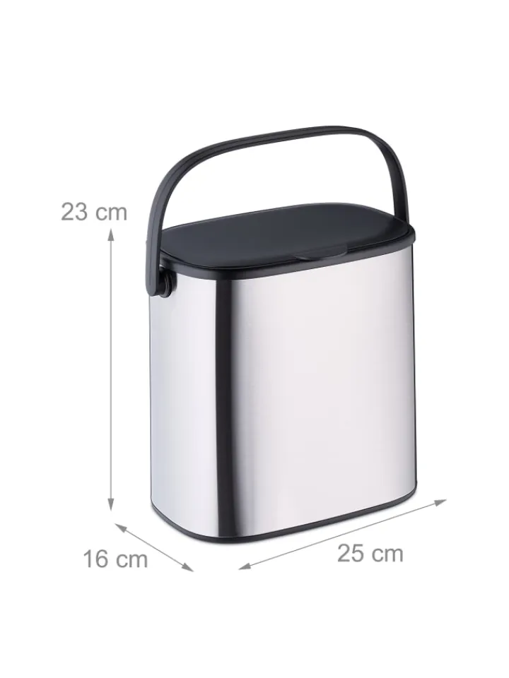 relaxdays Mülleimer<Mülleimer in Silber/ Schwarz - 5 l
