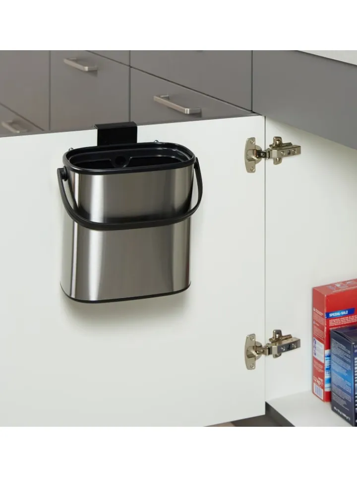 relaxdays Mülleimer<Mülleimer in Silber/ Schwarz - 5 l