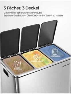 Songmics Mülleimer<Mülleimer in Silber/ Schwarz - (B)61 x (H)55,5 x (T)31,5 cm