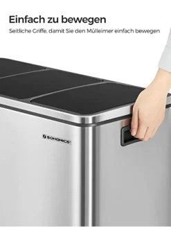 Songmics Mülleimer<Mülleimer in Silber/ Schwarz - (B)61 x (H)55,5 x (T)31,5 cm