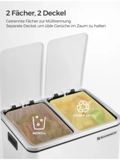 Songmics Mülleimer<Mülleimer in Weiß - (B)41 x (H)44,5 x (T)27,5 cm