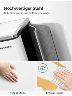 SONGMICS Mülleimer<Mülleimer in Weiß/ Silber- (B)61 x (H)55,5 x (T)31,5 cm