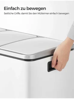 SONGMICS Mülleimer<Mülleimer in Weiß/ Silber- (B)61 x (H)55,5 x (T)31,5 cm