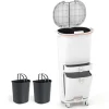 COSTWAY Mülleimer<Mülleimer Küche 3 Fächer 2 x 12L & 14L in Weiß