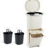 COSTWAY Mülleimer<Mülleimer Küche 3 Fächer 2 x 12L & 14L in Beige