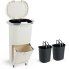 COSTWAY Mülleimer<Mülleimer Küche 3 Fächer 2 x 12L & 14L in Beige